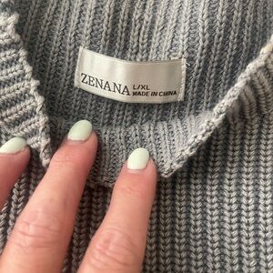 Zenana Outfitters Charcoal Cowl Neck Sweater